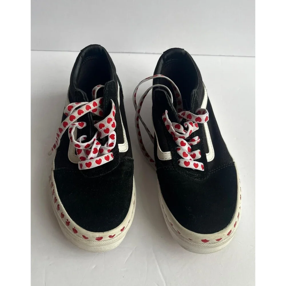Vans Old Skool Black Red Heart Love Sneakers Women’s US 4 Vintage Y2K